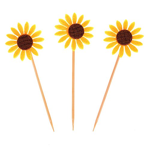 NUOMI 36Pcs Flower Cupcake Toppers Decorations Kids Birthday Party Food Picks Supplies, Cake Muffin Decorating Toppers Baby Shower Christmas Favors for Boy Girl, Sunflowers - Thumbnail 6