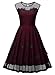 Miusol Women's Retro Floral Lace Slim Evening Cocktail Party Dress (Medium, Wine)