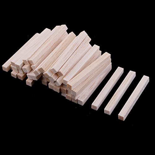 Fityle 50 Pieces Square Unfinished Balsa Wood Stick Wooden Dowel Rod for Kids Model Making DIY Craft Home Wedding Party Decoration 50/80/110mm - 50mm