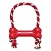 KONG Goodie Bone with Rope - Classic Durable Natural Rubber Dog Bone, Supports Mental Engagement - Treat Dispensing - Red - for Medium Dogs