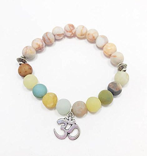 Amazonite Bracelet • Netstone Bracelet • Om Charm Bracelet • Beaded Bracelet • Wrist Mala • Gemstone Bracelet • Chakra Bracelet • Boho Bracelet