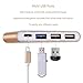 Larnn USB-C 3.0 Type c Adapter Multiport Converter for New MacBook 2015/2016 ,ChromeBook Pixel Devices Nokia N1,Nexus 6/6p and Other Type-C HUB Devices,USB C Charging Port and 3 USB A Ports (Gold)