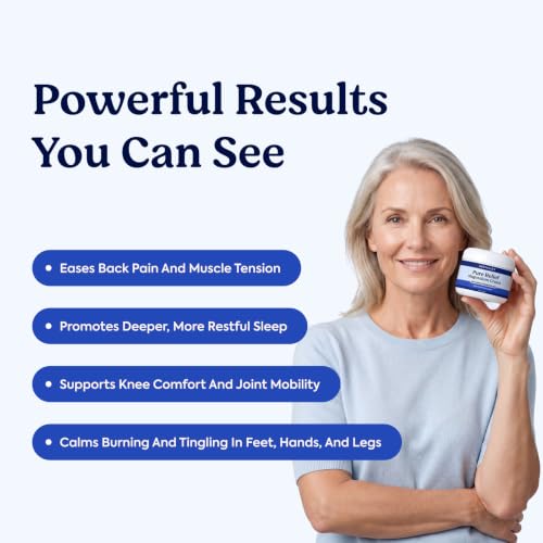 Pure Relief Magnesium Cream - Dead Sea Magnesium Lotion with MSM & Arnica | with MSM, Arnica & Vitamin B6, Soothing Topical Cream For Feet, Legs & Hands, For Nerve Pain, Fast-Absorbing, 4 Oz