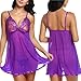 Avidlove Women Lace Babydoll Sequin Lingerie Mesh Chemise Sexy Teddy Nightwear Purple XXL
