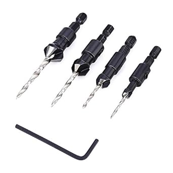 Generic 4pcs/set HSS Screw Countersink Drill Bit Set Quick Change Hex Shank Plastic Wood Drilling Pilot Drills #6 #8 #10 #12