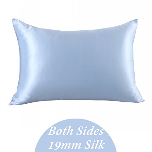 ZIMASILK 100% Mulberry Silk Pillowcase for Hair and Skin Health,Both side 19 Momme Silk, Gift Packed,1pc ( Toddler14  X20  , Light Blue) â€¦