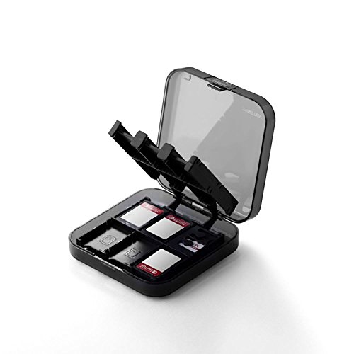 Insten Game Card Case for Nintendo Switch Transparent 24-in-1 Game Storage Case Protective Holder Box with 2 MicroSD Card Slots For Nintendo Switch Game Cartridge Black [Hard/Durable/Secure/Compact]