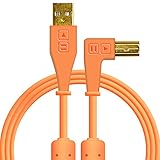 Chroma Cables: Audio Optimized USB-A to USB-B Right-Angle Cable (Neon Orange)