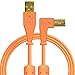 Chroma Cables: Audio Optimized USB-A to USB-B Right-Angle Cable (Neon Orange)