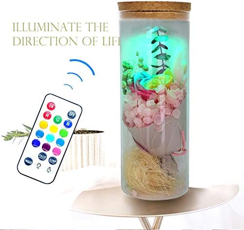 MXIN [2018 New Version] Glowing Preserved Rainbow Rose 100% Natural Flower