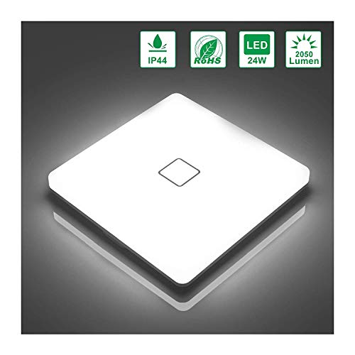 LED Ceiling Lights Flush Mount-Square 5000K Daylight Cold White Light, Airand 24W Waterproof IP44 2050 Lumens 12.6in LED Lamps for Bathroom Kitchen Bedroom Living Room Corridor [Energy Class A++]