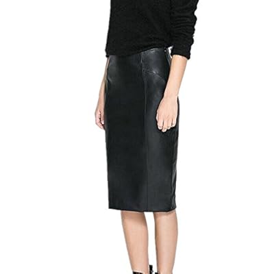 LJYH Women's Desinger Leather Pencil Midi Skirt