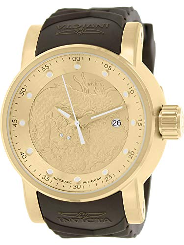 Invicta Mens 12790 S1 Rally Yakuza Automatic Goldtone and Brown Rubber Watch