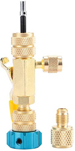 Regun Dual-Size Valve Core Remover Tool for R22/R410A/R134A – 1/4'' & 5/16'' HVAC Port Installer Kit with Sealed O-Rings | Stainless Steel Construction for AC/Refrigerant Systems