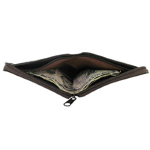 Mens Zipper Hipster Credit Card Holder Brown Wallet