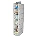 mDesign Chevron Fabric Baby Nursery Closet Organizer for Clothing, Bibs, Wipes, Diapers, Shoes - Hanging, 6 Shelves, Taupe/Natural