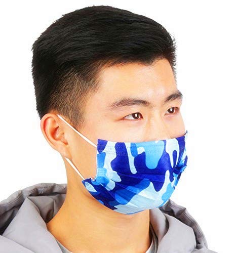 Surgical Mask 20Pcs Disposable Face Mask Cute Print Flu Mask 3 Layers Earloop Mouth Mask Half Face Windproof Mask Anti-dust Cotton Face Mask for Men and Women - Thumbnail 6