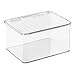 mDesign Stackable Kitchen Pantry Cabinet or Refrigerator Food Storage Container Bin with Attached Hinged Lid - Compact Organizer for Coffee, Tea, Packets, Snack Bars - BPA Free, Food Safe, Clear