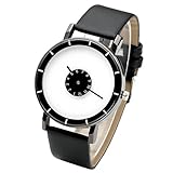 Top Plaza Mens Womens Casual Classic PU Leather Band Watch Arabic Numeral Simple Analog Quartz Wrist Watch-Black
