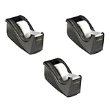 Scotch Value Desktop Tape Dispenser, 1 Inch Core, Two Tone Black (C60-BK) (Pack of 3)