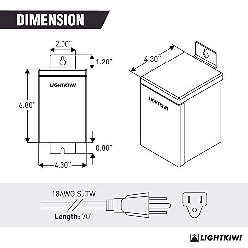 image for Lightkiwi U2184 75 Watt Heavy-Duty Stainless Steel (12V-15V) Multi-Tap