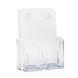 Source One Deluxe Full Size 8.5 x 11 Inches Wall Mount or Counter Top Brochure Holder With 2 Gift / Business Card Holders (All Clear )