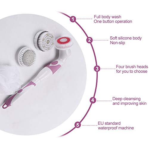 Shower Massage Brush,LKE Electronic Exfoliating Brush Waterproof Cellulite Remover Brush,Eliminate Shaving Irritation for Legs and Back Bath & Body Brushes Accessories - Thumbnail 4