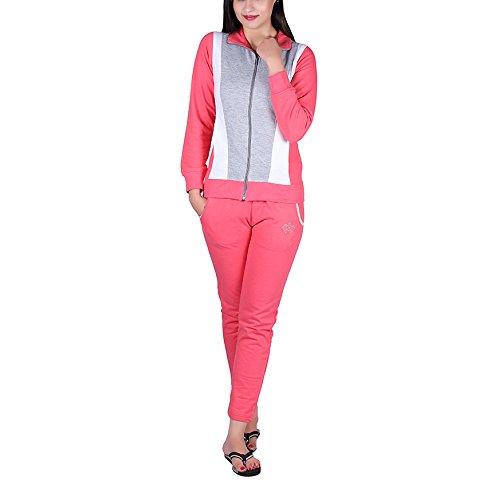 vivid bharti women's three colour's collar full sleeve fleece tracksuit