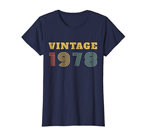 Womens 40th Birthday Gift Vintage 1978 Year T-Shirt Medium Navy