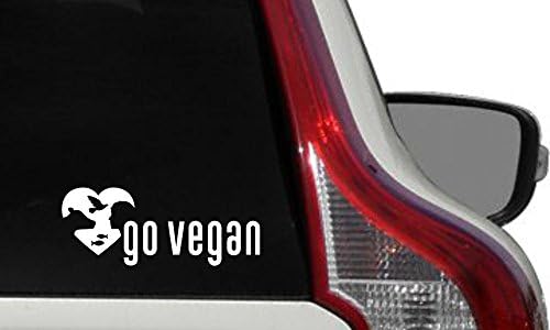 Vegan Logo go Vegan Text Car Vinyl Sticker Decal Bumper Sticker for Auto Cars Trucks Windshield Custom Walls Windows Ipad MacBook Laptop Home and More (White)