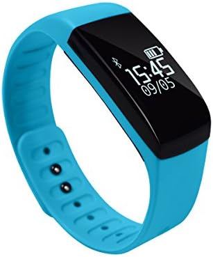 Kassica Smart Bracelet Sports Health Fitness Tracker with Heart Rate Monitor Smart Wristband with Sleep Monitor Smart Watch for IOS8.0 Android 4.4 Smart Phones (Light Blue(With Heart Rate Monitor))