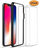 iPhone X Screen Protectors [Case Friendly] [2-Pack], ALCLAP iPhone X 0.25mm Clear Tempered Glass Screen Protector 3D Touch Film with Easy Installation Guide Frame, Work with iPhone X/10 Cases