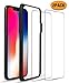 iPhone X Screen Protectors [Case Friendly] [2-Pack], ALCLAP iPhone X 0.25mm Clear Tempered Glass Screen Protector 3D Touch Film with Easy Installation Guide Frame, Work with iPhone X/10 Cases