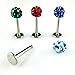10Color Mixed Labret Ring,Honbay 10pcs Mixed Czech Crystal Lip Labret Ring Studs Monroe Stainless Steel Piercing