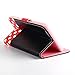 Yakamoz Lovely Cute Black Red Bow Bowkot Polka Dot Leather Flip Wallet Stand Case with Card Slots for Apple iPhone 6 Plus 5.5