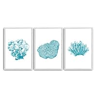 3 Piece Framed Canvas Wall Art Simple Seabed Elements Canvas Prints Home Artwork Decoration for Living Room,Bedroom - 16