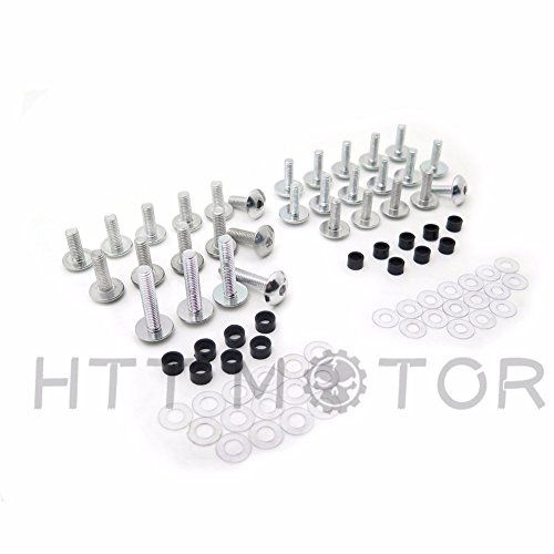 XKMT GROUP Motorcycle Silver Normal Round Fairing Bolts Screw Kit For 2000 2001 2002 2003 Suzuki GSXR 750/ 2001 2002 GSX-R 1000