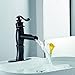 BWE Led Oil Rubbed Bronze 8 Inch Widespread Waterfall Bathroom Faucet 3 Hole Rustic with Pop Up Drain Assembly and Supply Line 2 Handles Black Vanity Lavatory Sink Mixer Tap