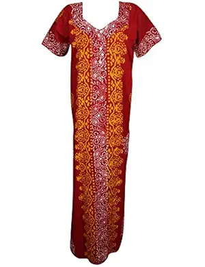 Lot Of 3 Francesca Womens Kaftan Maxi Dress Printed Cotton Caftan Nightdress L