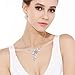 EVER FAITH Wedding Bridal Teardrop Flower Bow Rhinestone Crystal Statement Necklace Dangle Earrings Set Clear Silver-Tone