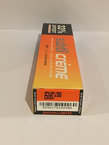 Subtil Creme - Hair Coloring Creme Enhanced with Epaline for Gentleness, Protection, and Brilliance - Size: 2.0 Fl. Oz. Tube - Shade Selection: 6 Blonde fonce dark blonde