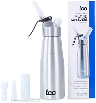 ICO Siphon à Chantilly Professionnel 500ml en Aluminium pour Mousses et Crèmes (Chaud et Froid)