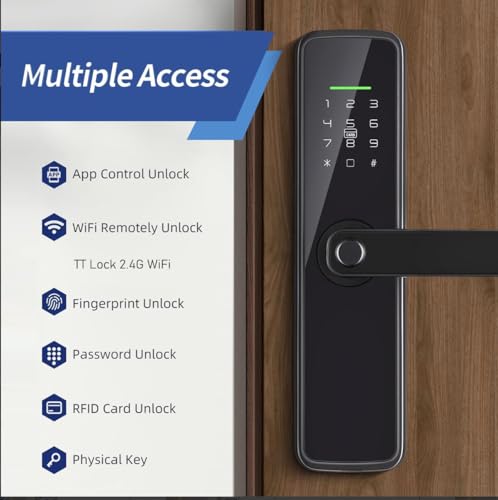 Smart Lock,WiFi and Bluetooth 2-in-1 Fingerprint Door Lock with Keypad, GCC Version,App Control, Keyless Entry for Room, Garage, Office, Apartment