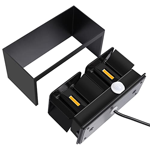 Kingwen Set of 4 Outdoor LED Wall Lights with Sensor 20W Black | Aluminium Wall Lamp, 3000K, 2000lm, 0-120° Adjustable Angle, Class F, for Indoor and Outdoor Use