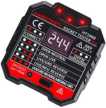 HT-106B Socket Tester Digital Display Plug In Electric Mains Fault Checker(UK Plug)