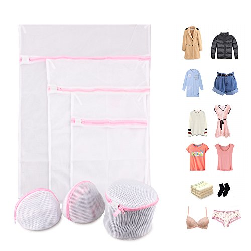 Set of 6 Mesh Laundry Bags KSANA Durable Mesh Wash Laundry Bag Suitable for Blouse, Hosiery, Stocking, Underwear, Bra and Lingerie, Travel Laundry Bag