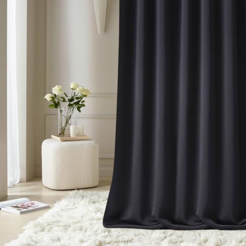 ROOM99 Aura Silver Eyelet Curtain, 140 x 240 cm (W x H) Modern Sliding Curtain, Living Room, Bedroom, Black, 1 Piece