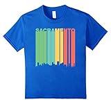 Kids Retro 1970's Sacramento California Downtown Skyline T-Shirt 10 Royal Blue