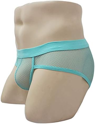 Jwhui Men Underwear Transparent Net Mesh Bikini Briefs Bulge Underpants Low Waist Lingerie Intimates