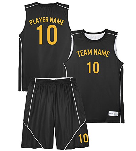 KAMAL OHAVA Custom Premium Reversible Basketball Uniform - 2 Side Print, Black/White, S